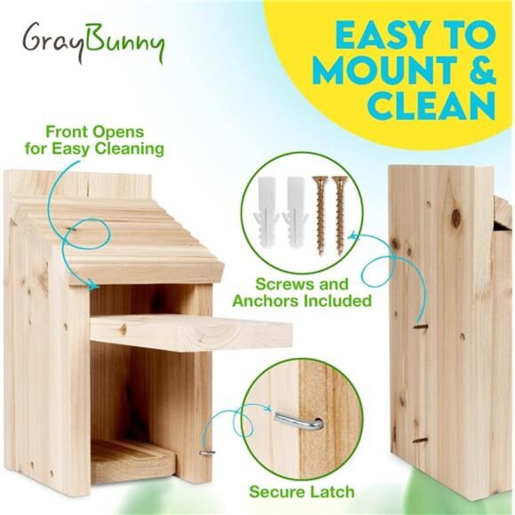 Cedar Bird Houses for Outside, Predator-Proof 1 3/8" Entry Hole-Blue Bird Houses - Picture 6 of 7